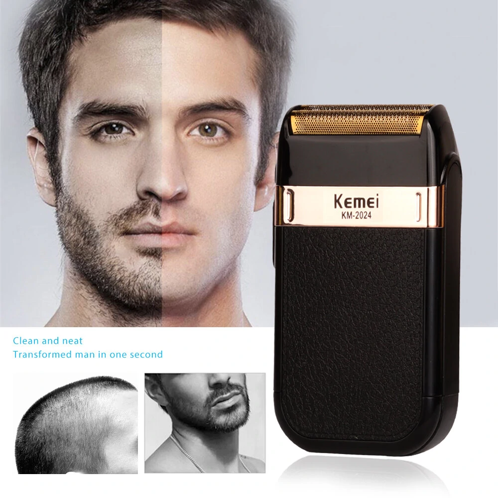 (image for) Kemei-Classic Rechargeable Electric Shaver for Men Versatile Grooming Tool with Twin Blade Safety Features Compact Design Ideal for Face Body Bikini Underarm Use